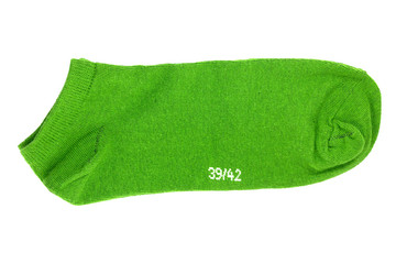 green sock isolated on white background
