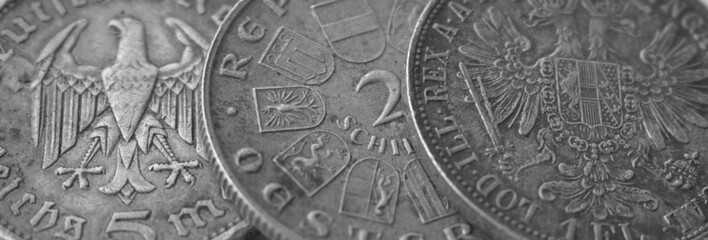 composition of three coins monochrome, coins , money