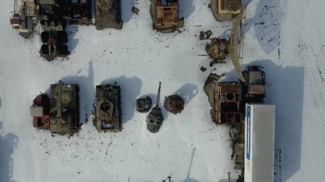 Aerial view of various military technology [4K] [30 fps]