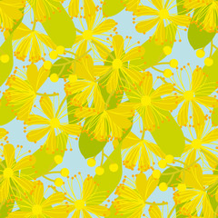 Blooming linden hand drawn vector seamless pattern