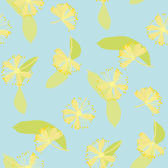 Blooming linden vintage flat seamless pattern