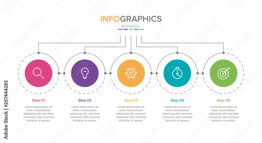 Poster business infographic template with icons.. thin line design with numbers 5 options or steps. infogra