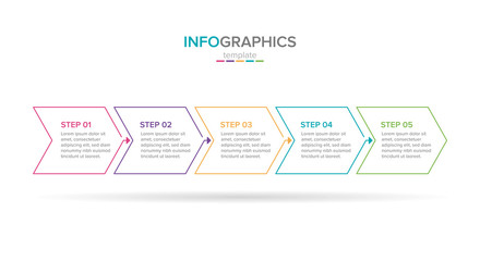 Business Infographic template with icons.. Thin line design with numbers 5 options or steps. Infographics for business concept.