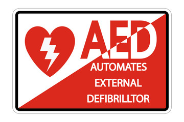 Symbol AED Sign label on white background