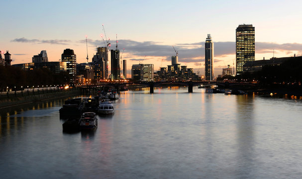 London Cityscape, Vauxhall Bridge and St George Wharf Tower Present