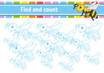 Fototapeta na wymiar Find and count. Education developing worksheet. Activity page with pictures. Puzzle game for children. Logical thinking training. Isolated vector illustration. Funny character. Cartoon style.