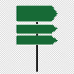 Green traffic sign,Road board signs isolated on transparent background. Vector illustration EPS 10