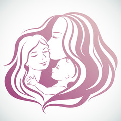 Mother and children. Mom and daughters. Mothers Day. family Vector illustration