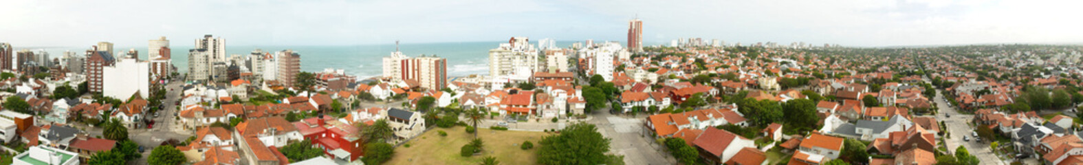 Panoramic view of a residential area by the sea. Mar del Plata, Buenos Aires, Argentina
