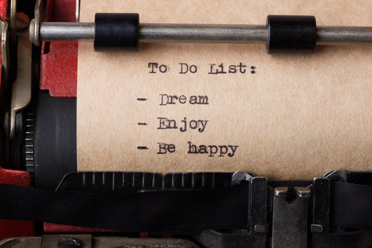 To do list - text message on the typewriter close-up