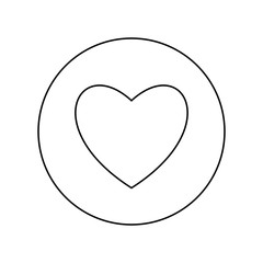 Heart black color icon in circle or round outline vector illustration