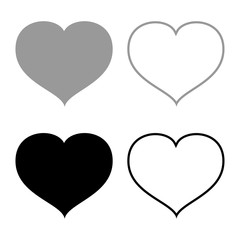 Heart with end icon set black grey color
