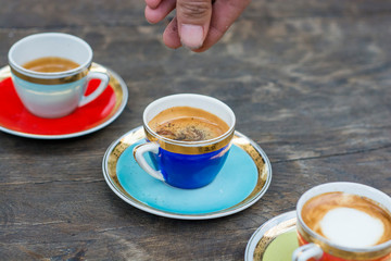 Espresso coffee on table