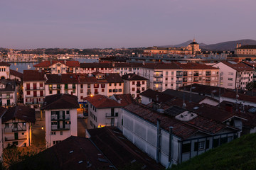 Fototapeta na wymiar Sunset over Hondarribia, at the Basque Country.