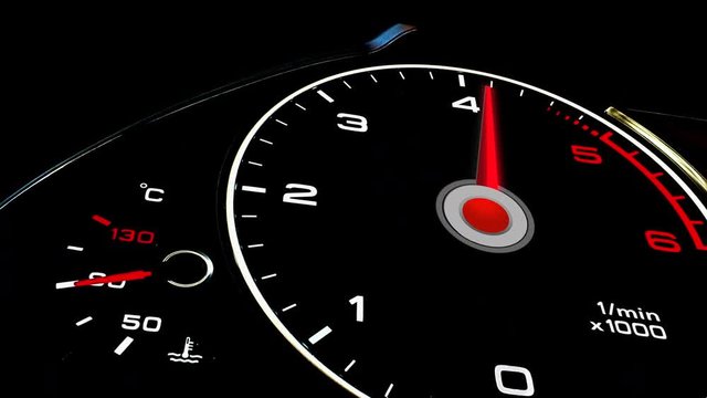 Rev meter of a luxury SUV, 4k.