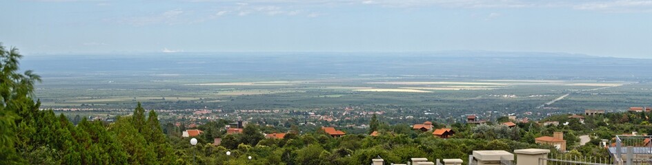 Fototapeta na wymiar View of Traslasierra Valley (Valle de Traslasierra) from Villa de Merlo, San Luis, Argentina.