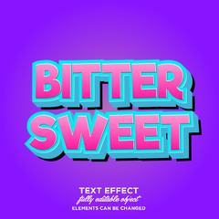 Modern bold 3D font effect with sweet color theme