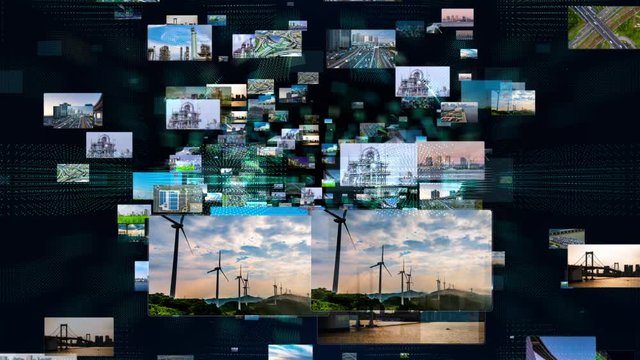 Industry and infrastructure concept. Smart city. Renewable energy. Transportation.