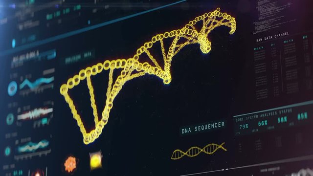 DNA data analysis, genetic engineering, research, modifications, DNA mutation. DNA molecules analysis, biochemistry, statistics in graphs and charts