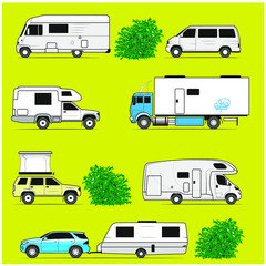 Vector set of camper cars