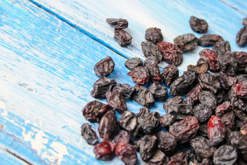 raisins on wooden background