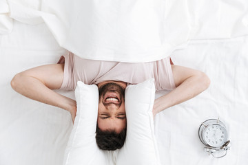 Top view portrait of an annoyed man
