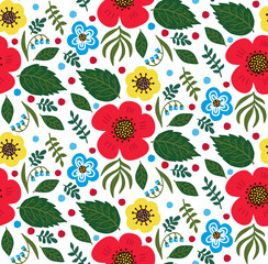 Cute simle vector flowers seamless vector pattern
