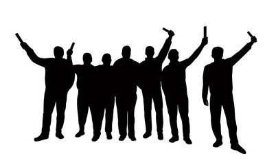 men together, silhouette vector