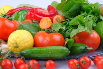 Composition with assorted raw organic vegetables. Detox diet