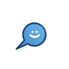 Smile emoji emoticon in blue bubble speech