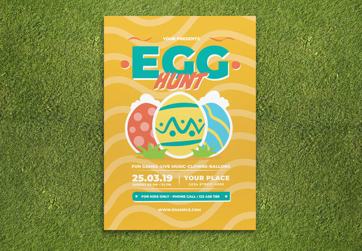 Easter Flyer Layout with Multicolored Egg Illustrations