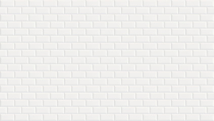 White ceramic wall tiles texture background. Classic white metro tile. Panoramic picture.