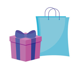 shopping bag with gift box isolated icon