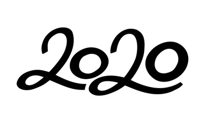 Lettering design element. 2020 handwritten isolated on a white background.