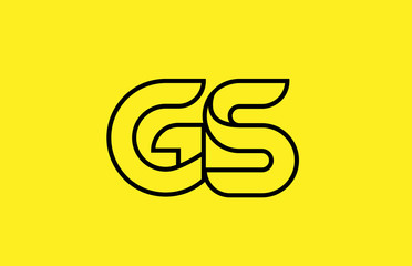 yellow black line alphabet letter GS G S logo combination company icon design
