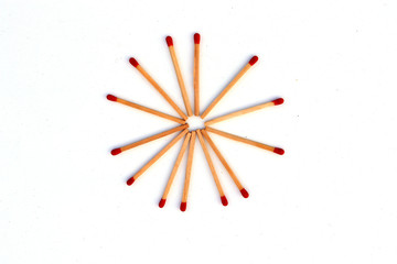 Matchstick  out of matchbox isolated on white background