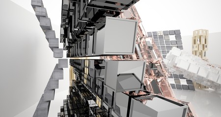 Abstract  concrete and coquina parametric interior . 3D illustration and rendering.