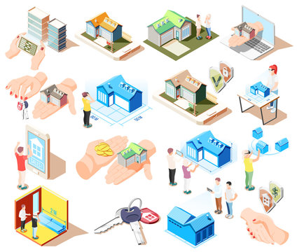 Real Estate Augmented Reality Isometric Icon Set