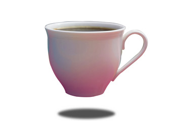coffee cup with colorful reflect on isolated white background