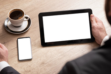 Blank screen tablet at the office