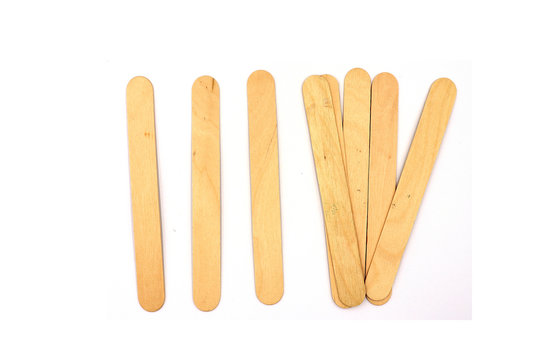 Ice cream wooden sticks, wood ice-cream stick Isolated on white background