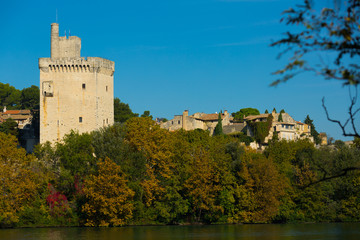 Fototapeta na wymiar Landmark at riverside Tour Philippe Le Bel in France, Villeneuve lez Avignon