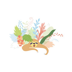 Vector illustration of cute character sloth