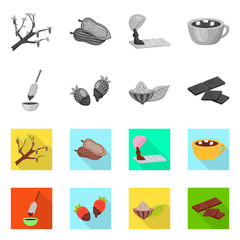 Vector illustration of food and yummy symbol. Set of food and brown   vector icon for stock.