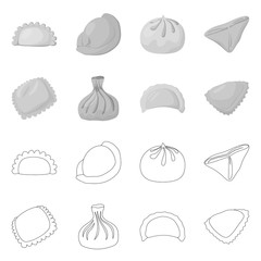 Isolated object of products  and cooking sign. Set of products  and appetizer vector icon for stock.