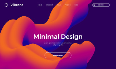 Trendy abstract design template with 3d flow shapes. Dynamic gradient composition. Applicable for landing pages, covers, brochures, flyers, presentations, banners. Vector illustration. Eps10