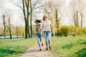 Fototapeta premium two girls in a summer park