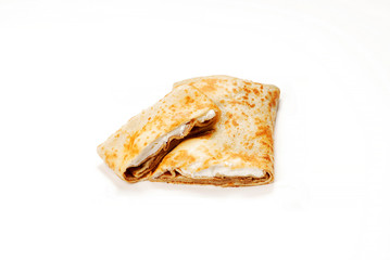 Traditional Turkish meal Gozleme with cream and cheese