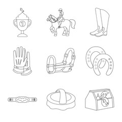Vector design of horseback and equestrian symbol. Set of horseback and horse  stock symbol for web.