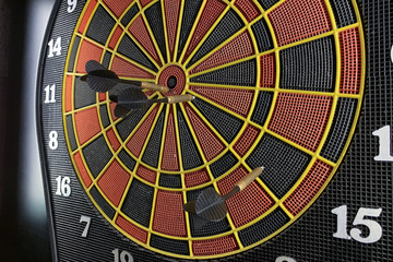 darts arrows in a close up target